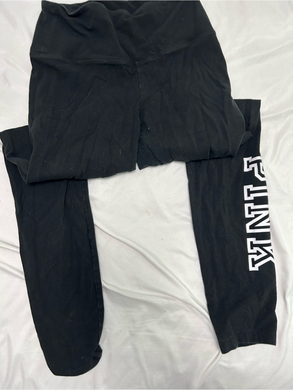 PINK Victoria's Secret Black Leggings with White PINK Logo
